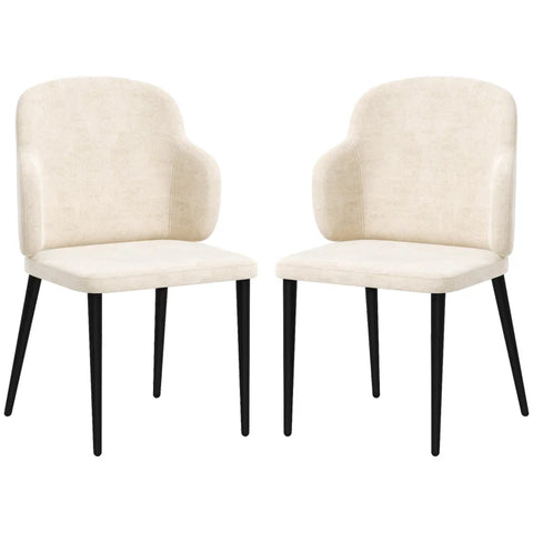 Rootz Set Of 2 Accent Chairs - Scandi Design - Velvet Look - Dining Room Chair - Beige + Black - 54 cm x 56 cm x 86 cm