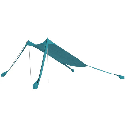 Rootz Sun Protection - Roof Awning - Weatherproof - Shovel - Sun Canopy - Support Pole - Ground Spikes - Carry Bag - Uv Protection - Polyester Ammonia Fabric - Steel - Sky Blue - 215L x 200W x 200Hcm