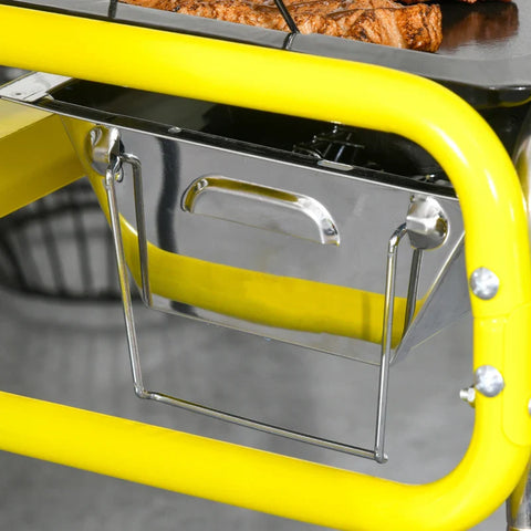 Rootz Charcoal Grill - Folding Grill - Charcoal Bowl - 2 X Grill Rack - Grill Plate - Removable Bowl - Stainless Steel - Yellow - 85 X 43 X 72 Cm
