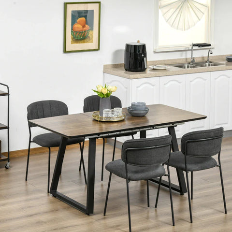 Rootz Extendable Dining Table - Rectangular - Wood Effect Tabletop - for 4-6 People with Steel Frame - Hidden Leaves for Kitchen - Dining Room - Living Room - Black + Brown - 120cm x 80cm x 76cm