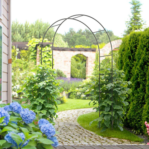 Rootz Garden Arch - Rose Arch - Trellis Arch - Metal Rose Trellis - Garden Decoration - Black - 1.40 x 0.40 x 2.40 m