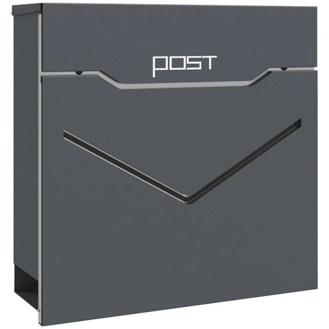 Rootz Mailbox - Letterbox - Modern Design - Weather Resistant - Galvanized Steel - Gray - 37cm x 10.5cm x 37cm