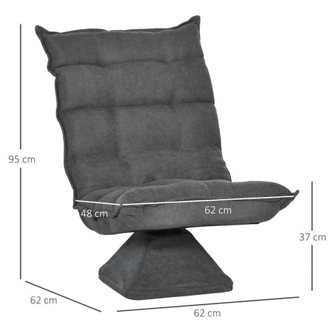 Rootz Floor Sofa - Recliner - Reading Chair - Swivel Linen Look - Gray - 62cm x 70cm x 95cm