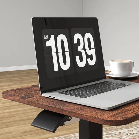 Rootz Standing Desk - Laptop Table - Height Adjustable - 4 Wheels - Brown + Black - 65 cm x 48 cm x 108 cm