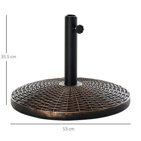 Rootz Parasol Stand - Umbrella Stand - Umbrella Holder - Umbrella Base - Rattan Look - Basket Stand - Plastic + Cement - Antique Bronze - Ø53 x H40 cm