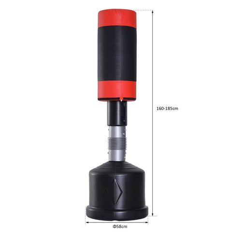 Rootz Standing Punching Bag - Black, Red - Pu, Plastic - 14.17 cm x 14.17 cm x 31.5 cm