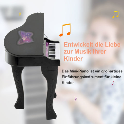 Rootz Children's Piano Musical Instrument - Black - Abs - 18.89 cm x 15.35 cm x 27.16 cm