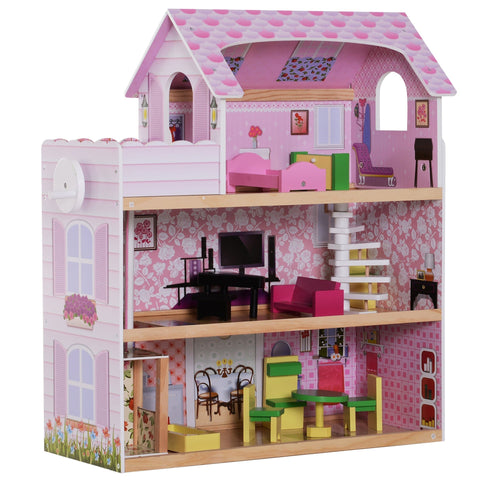 Rootz Dollhouse - Roze - - 23,62 cm x 11,81 cm x 28,14 cm