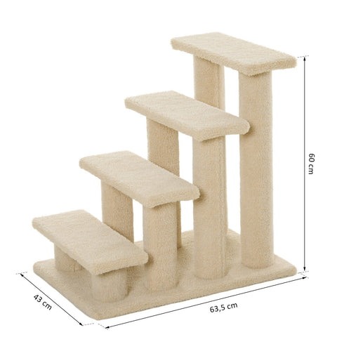 Rootz Animal Stairs - Beige - Chipboard, Plush - 25 cm x 16.92 cm x 23.62 cm