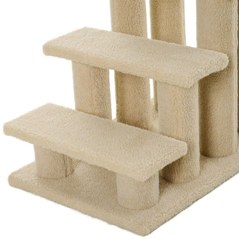 Rootz Animal Stairs - Beige - Chipboard, Plush - 25 cm x 16.92 cm x 23.62 cm