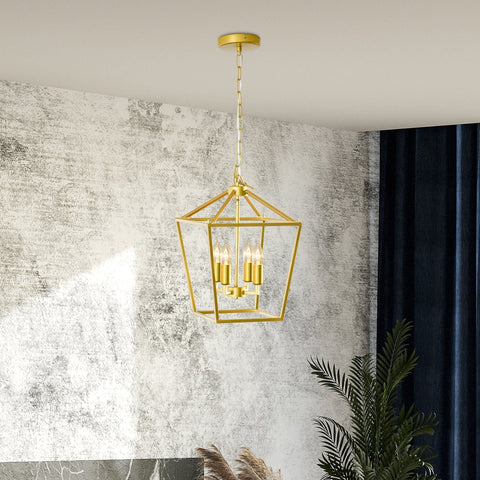 Rootz 4-Flame Hanging Lamp - Gold - Metal - cm x cm x 47.24 cm