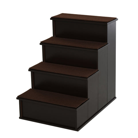 Rootz Pet Stairs With Carpet - Brown - Engineered Wood, Plush - 15.74cm x 23.22cm x 21.33cm