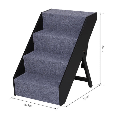 Rootz Pet Stairs With Carpet - Grey, Brown - Engineered Wood, Felt - 18.3cm x 21.65cm x 25.19cm