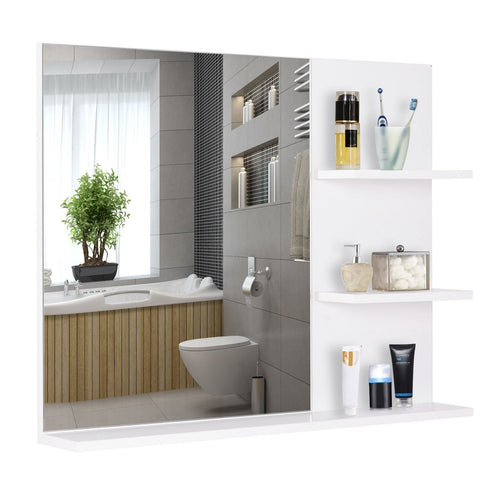 Rootz Bathroom Mirror - White - Engineered Wood, Mirror - 23.62 cm x 3.93 cm x 18.89 cm