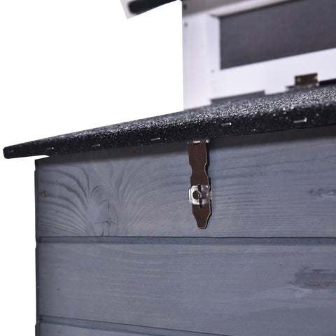 Rootz Chicken Coop With Rod And Nest Box - Grey, White - Spruce Wood, Metal - 69.05 cm x 37.6 cm x 39.37 cm