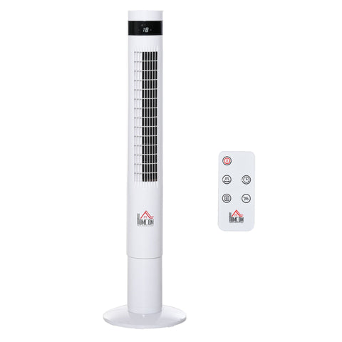Rootz Tower Fan With Remote Control - White - Pe Plastic, Steel - 11.81 cm x 11.81 cm x 43.3 cm