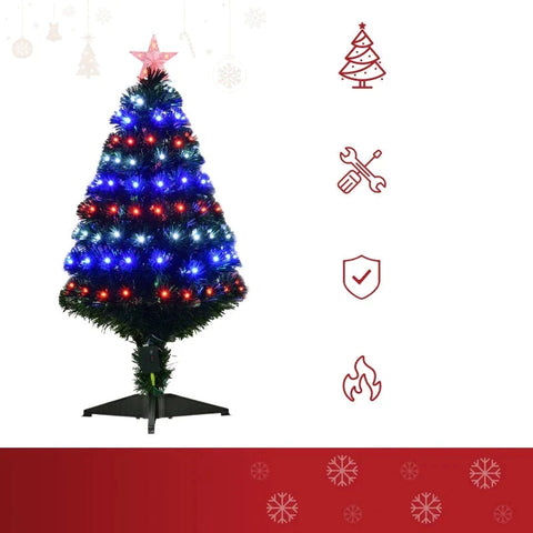 Rootz Christmas Tree - Decorated Christmas Tree - Artificial Christmas Tree - Artificial Tree With  LED Light - Christmas Tree Including Stand - Green