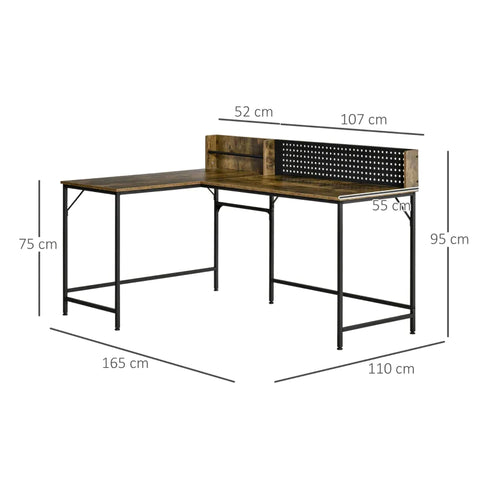 Rootz Computer Desk - L Shape Computer Desk - Corner Desk - 165 cm x 110 cm x 95 cm