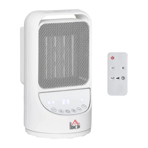 Rootz Heater Fan - Heater 750W/1500W - Ceramic Electric Heater with 3 Levels - Warm 12 Hour Timer 45° - Oscillation Heater - Heating Heat PBT - White