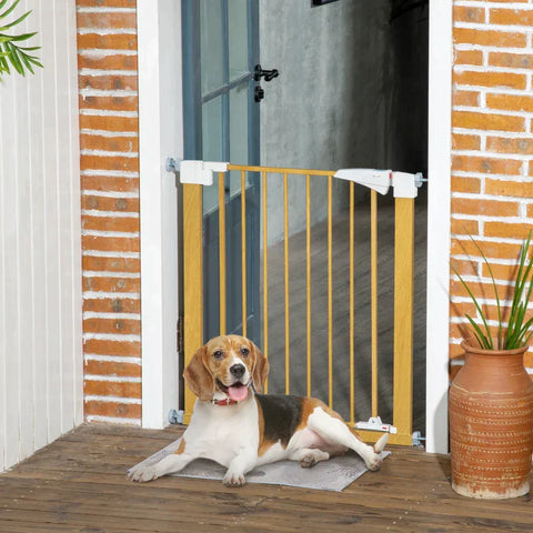 Rootz Dog Gate - Stair Gate - Protective Door - One Hand Operated - Double Latch Luminous Handle - Yellow - 103cm x 4cm x 77cm