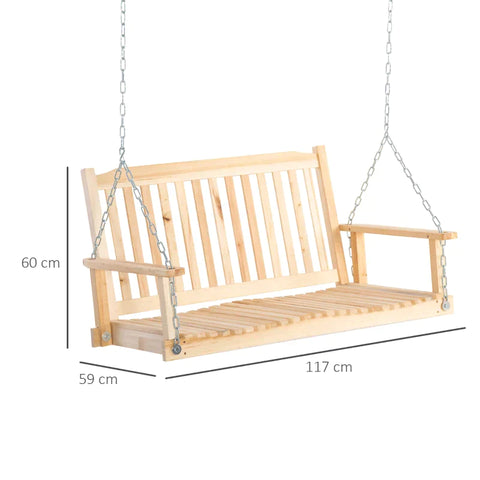 Rootz Garden Swing - Rocking Chair - Garden Swing For 2 People - Fir Wood - Steel - Natural - 117 cm 69 cm x 60 cm