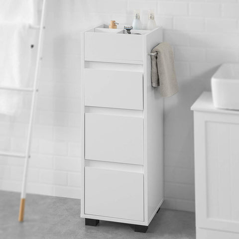 Rootz White Bathroom - Cabinet Bathroom - Storage Cabinet Unit with 3 Drawers