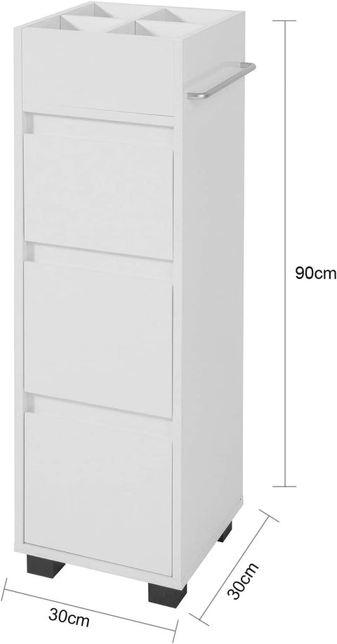 Rootz White Bathroom - Cabinet Bathroom - Storage Cabinet Unit with 3 Drawers