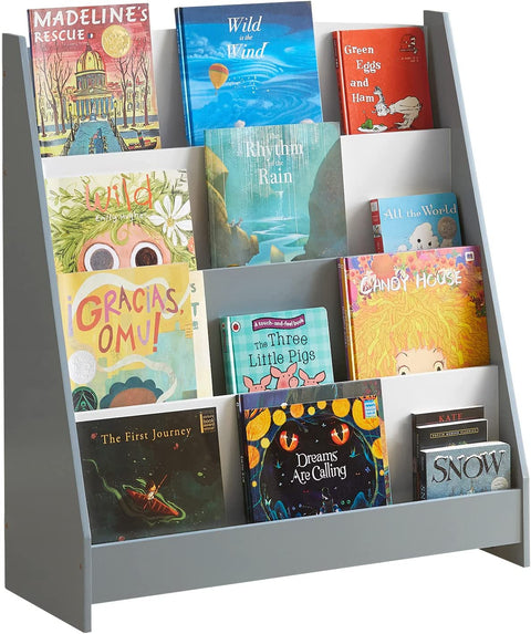 Rootz Children Kids Bookcase Book Shelf Storage Shelf Rack Organizer Holder with 4 Shelves