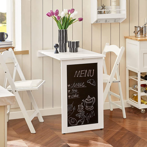 Rootz Folding Wall - mounted Drop - leaf Table - Kitchen & Dining Table Desk with Blackboard- White