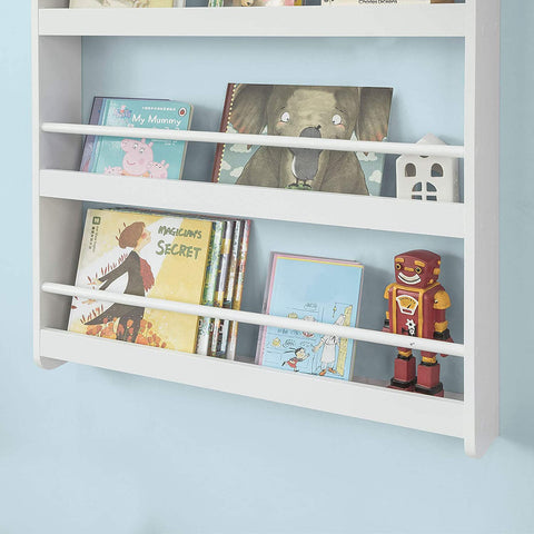 Rootz Wall Mounted 4 Tiers Children Kids Bookcase Book Shelf- Storage Display Shelving Rack