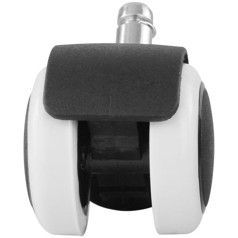 Rootz Set of 5 Premium White Office Chair Castors - Smooth Hard Floor - 11mm Pin - 50mm Diameter - Swivel Castors for Hard Floors