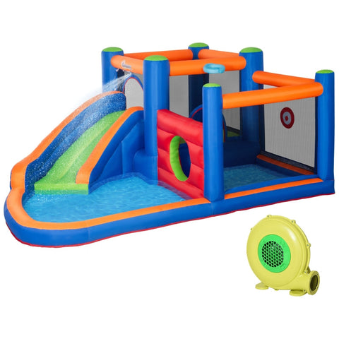 Rootz Bouncy Castle With Slide - Bouncy Area - Pool - Inflatable - Incl. Electric Pump - For Up To 3 Children - Multicolored - 380 x 340 x 170 cm