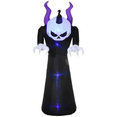 Rootz Halloween Decoration - Ghost With Pumpkin Head Halloween Decoration - Inflatable With Blue Flame Effect - Black - 88 x 79 x 210cm
