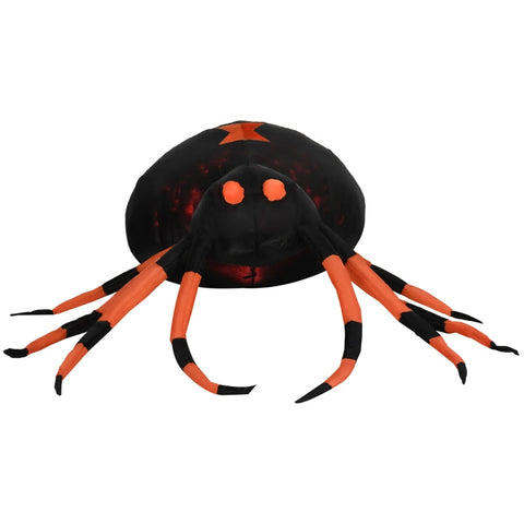 Rootz Halloween Decoration - Large Spider with Blower - Red LED Light - Inflatable - Black + Orange - 160 x 150 x 43 cm