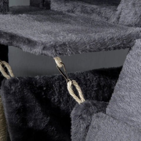 Rootz Scratching Post - Cat Cave - 1 Cat Tunnel - 1 Cat Bed - Gray + Natural - 48cm x 48cm x 125cm