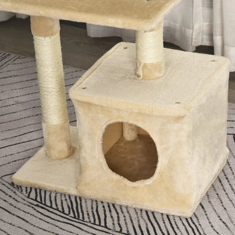 Rootz Scratching Post - Cat Tree Tower - Sisal Cat Tree - Sisal Scratching Posts - Beige - 50 x 30 x 80 cm