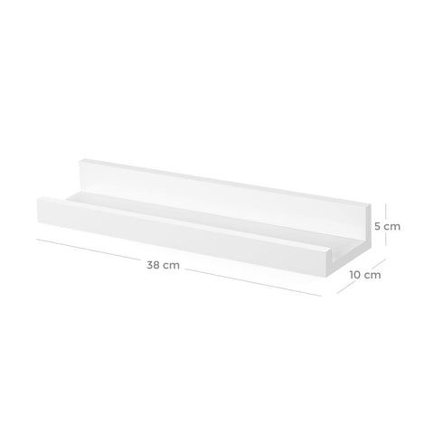 Rootz Floating Wall Shelf - Versatile - Built To Last - Designed For Photos - Fittings Bag - Children's Books - E1 Class MDF-high Gloss Lacquer - White - 38 x 10 x 5/2 cm