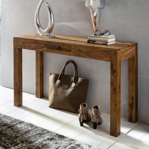 Rootz  Console Table - Solid Wood Sheesham - Country-Style Sideboard with 1 Drawer - 120x40cm