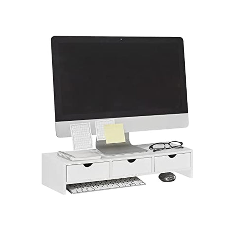Rootz Monitor Stand Computer Screen Monitor Stand -Monitor Riser Desk Organizer with 3 Drawers