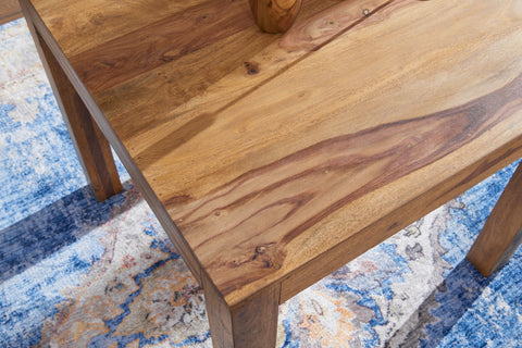 Rootz dining table solid wood sheesham 80 cm dining room table wooden table design kitchen table country style dark brown