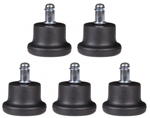 Rootz Floor Glides -  Set of 5 Black - Plastic Design  - 11mm Round Foot Glides for Office Chair