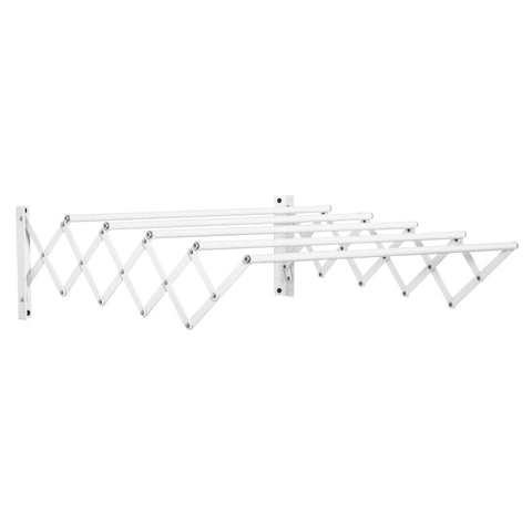 Rootz Wall Mounted Drying Rack - For Wall Mounting - Space-saving Clothes Rack - Wall-mounted Clothes Dryer - Extendable - Foldable - Metal - White - 63.5 x 60 x 20 cm