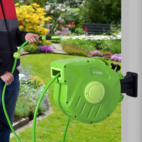 Rootz Hose Reel - 20+2m Hose Reel - Automatic Swiveling - Compressed Air Garden - 180 ° Swivel - Compressed Air Hose - Green