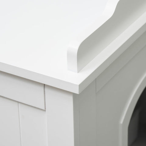 Rootz Litter Box - Cat Litter Box - Cupboard with Storage - Hinged Lid - White - 74 x 52 x 55cm