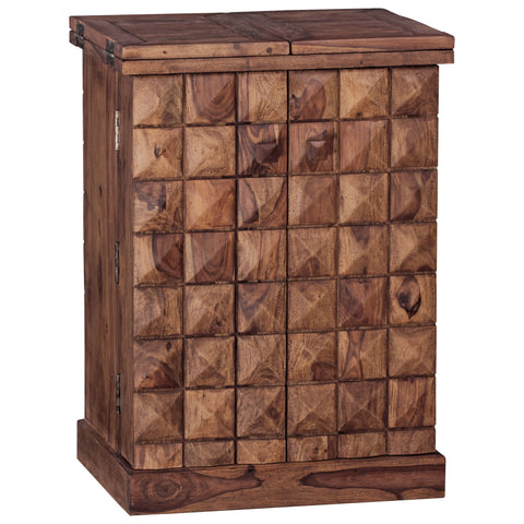 Rootz Bar Cabinet - Sheesham - Hardwood Wine Storage - Showcase with Foldable Design - Country-Style Bar