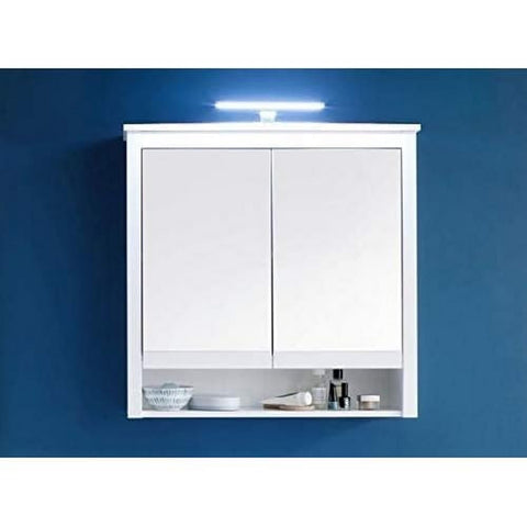 Rootz Mirror Cabinet - Reflective Storage - Vanity Organizer - Glossy Furniture - Wall Unit - Reflection Unit - Display Case - White - 25 x 81 x 80 cm