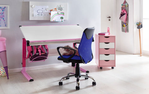 Rootz Swivel Chair - Children's Desk - Black & Blue - Backrest - Ergonomic & Height Adjustable
