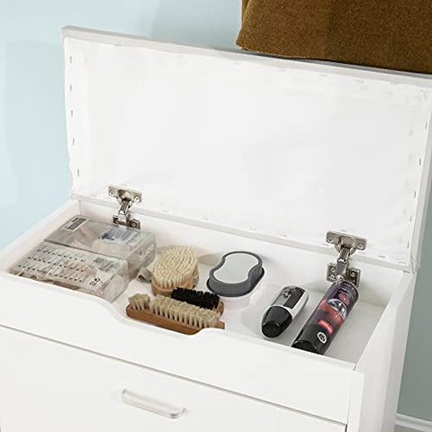 Rootz Shoe Rack Shoe Bench Shoe Cabinet with Folding Padded Seat & Flip - drawer