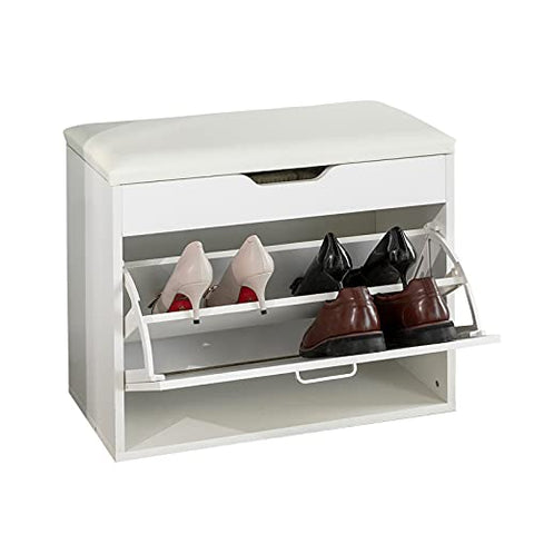 Rootz Shoe Rack Shoe Bench Shoe Cabinet with Folding Padded Seat & Flip - drawer