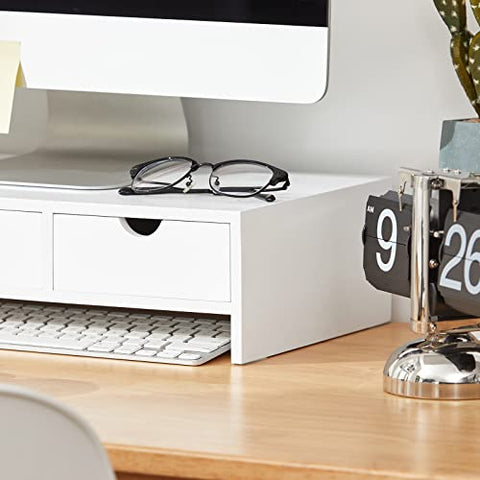 Rootz Monitor Stand Computer Screen Monitor Stand -Monitor Riser Desk Organizer with 3 Drawers